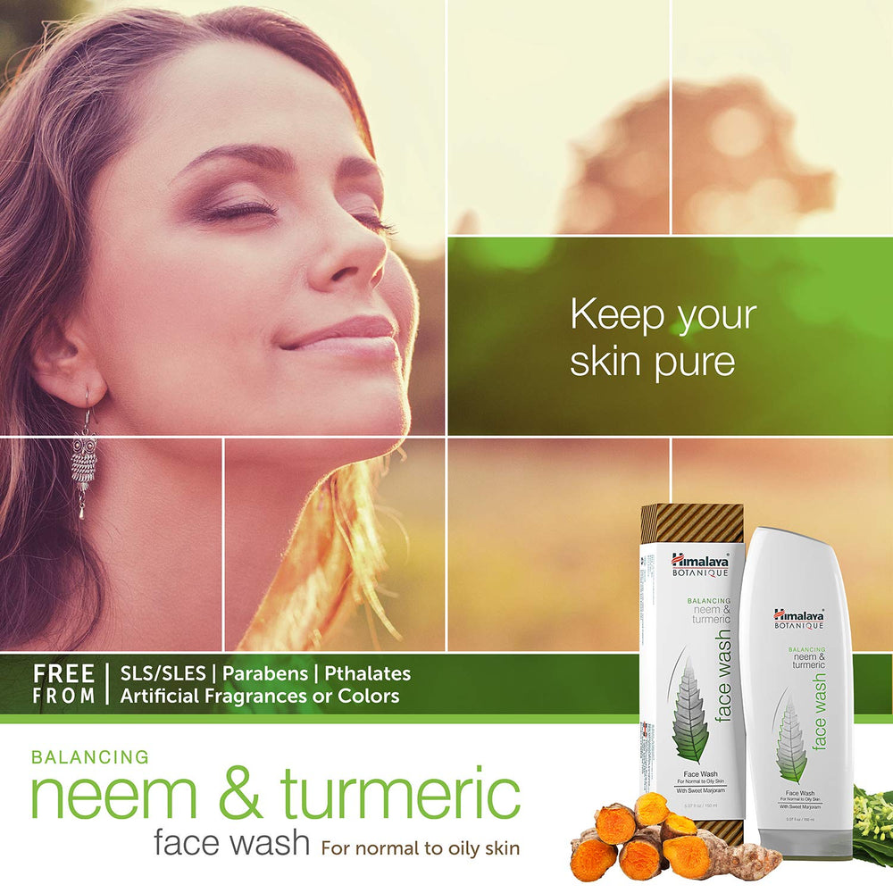 Himalaya Balancing Neem & Turmeric Face Wash lather highlights gentle cleansing