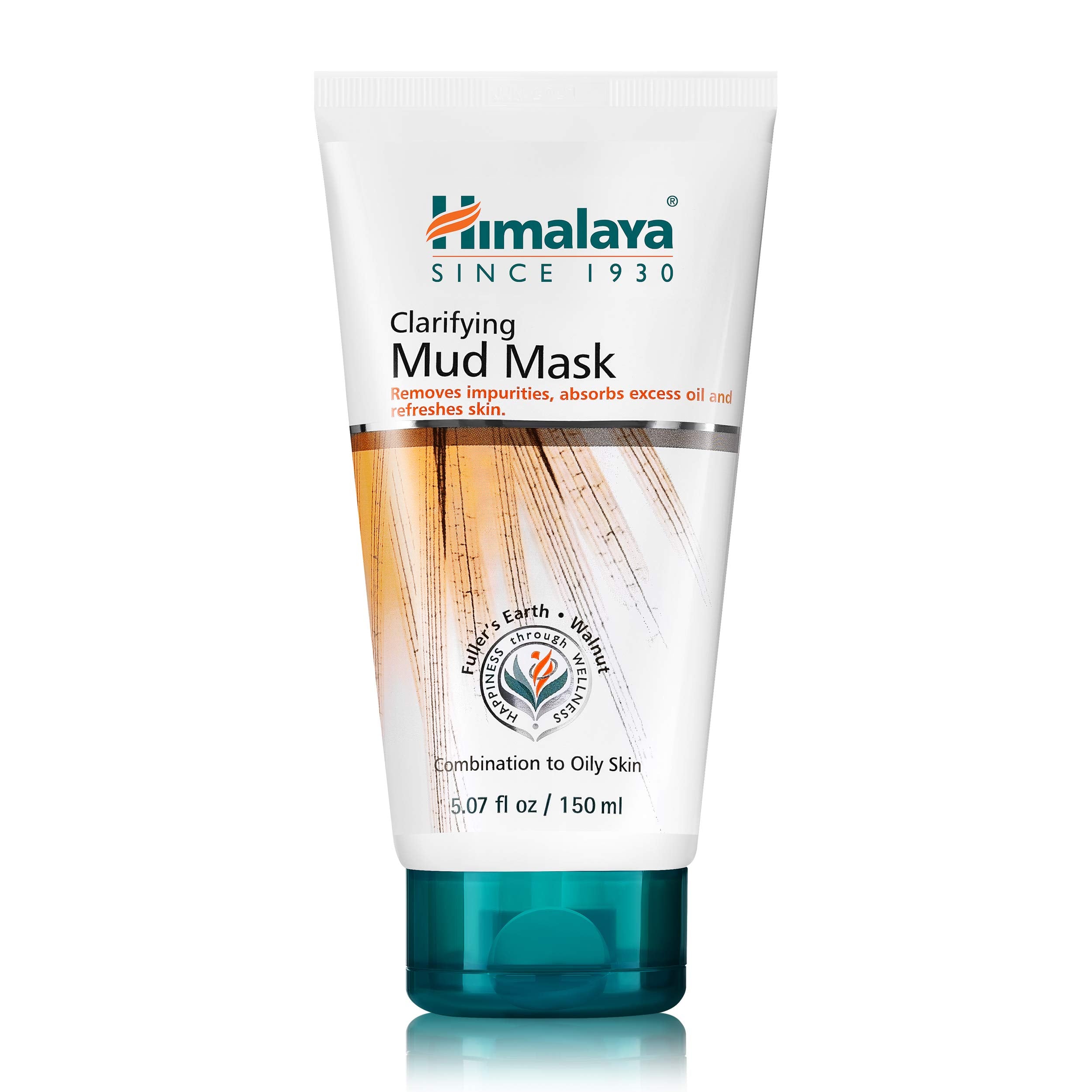 Himalaya Clarifying Mud Mask in application showing Fuller’s Earth for oil absorption.