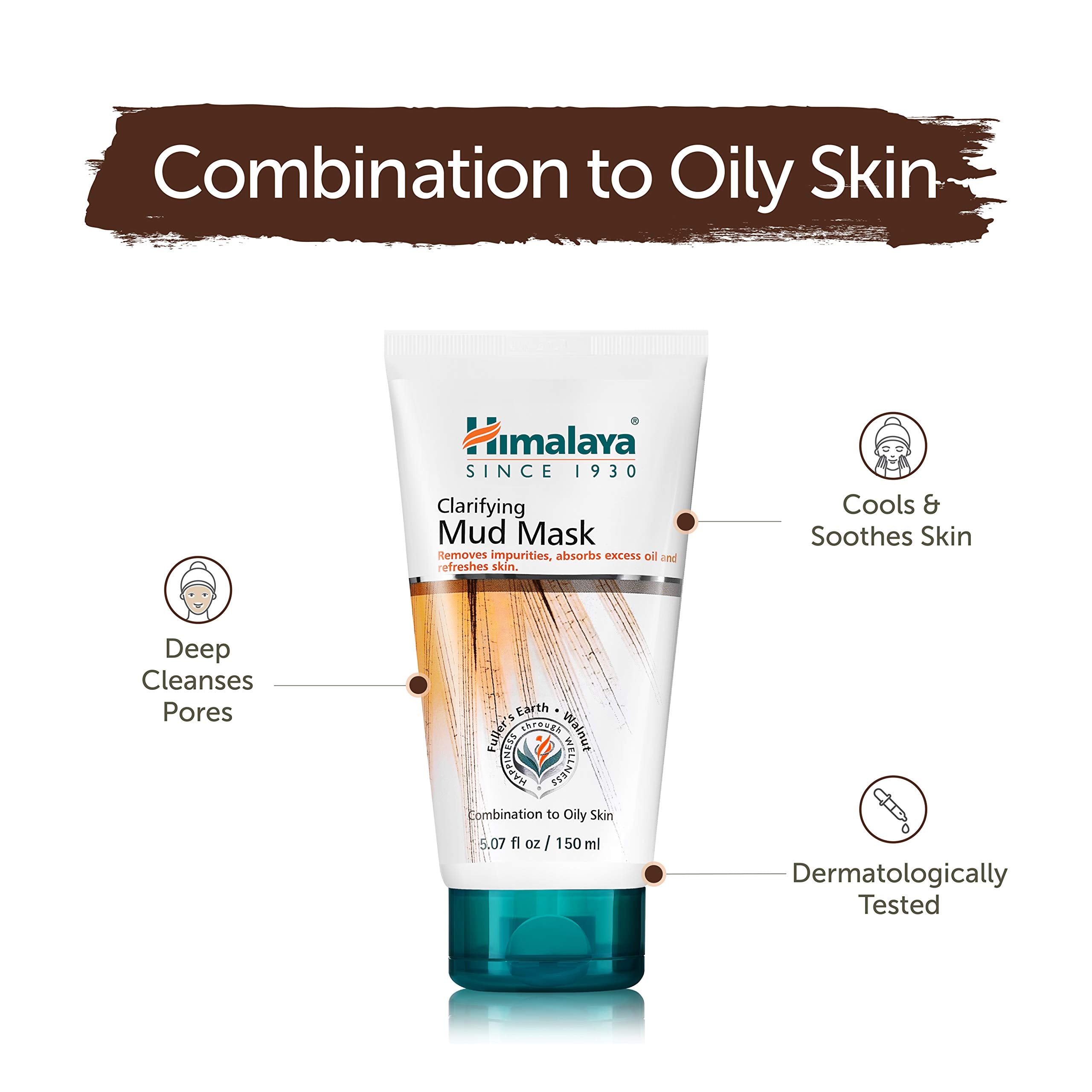 Himalaya Clarifying Mud Mask after rinse revealing hydrated skin glow.