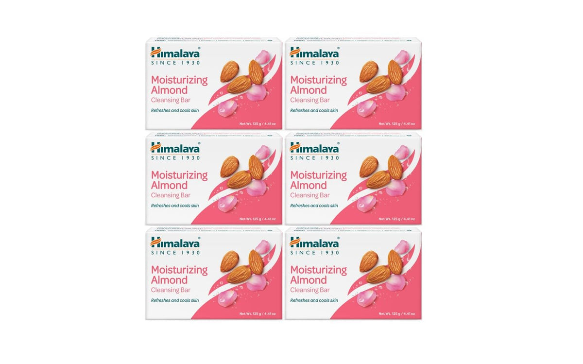 Himalaya Moisturizing Almond Cleansing Bar pack shot shows cruelty-free, hydrating cleansing