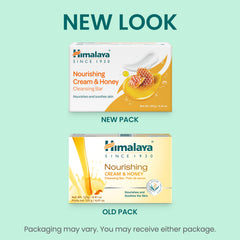 Himalaya Nourishing Cream & Honey Cleansing Bar honey-milk detail emphasizes moisturizing emollients.
