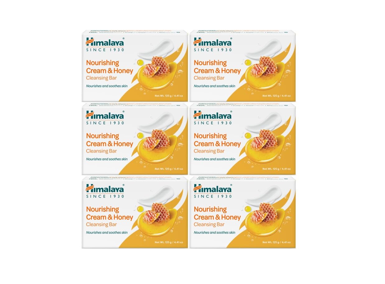 Himalaya Nourishing Cream & Honey Cleansing Bar lather closeup for gentle cleansing and hydration.