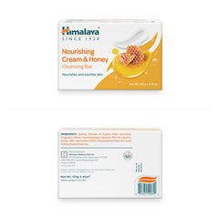 Himalaya Nourishing Cream & Honey Cleansing Bar soap bars display highlighting premium natural ingredients.