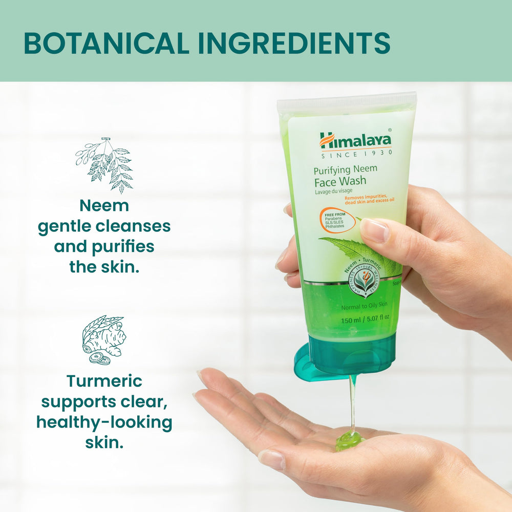 Himalaya Purifying Neem Face Wash 2pack side packaging shows vegan, soap-free formula