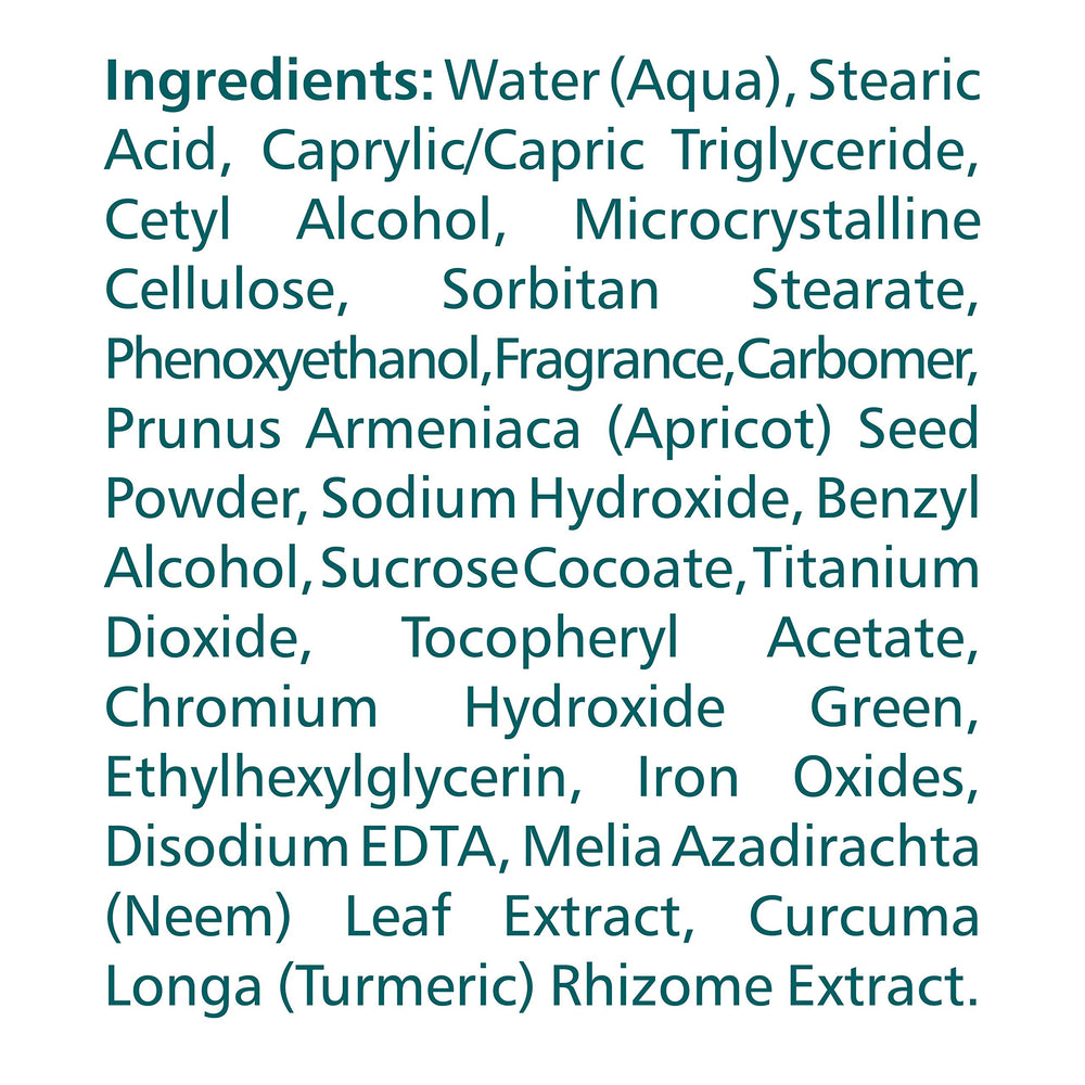 Himalaya Purifying Neem Scrub texture closeup showing apricot granules lifting dull skin softly.