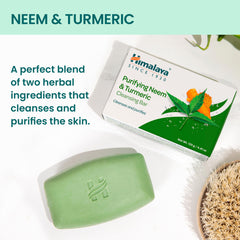 Himalaya purifying neem turmeric cleansing bar lather closeup showcases rich, gentle cleansing.