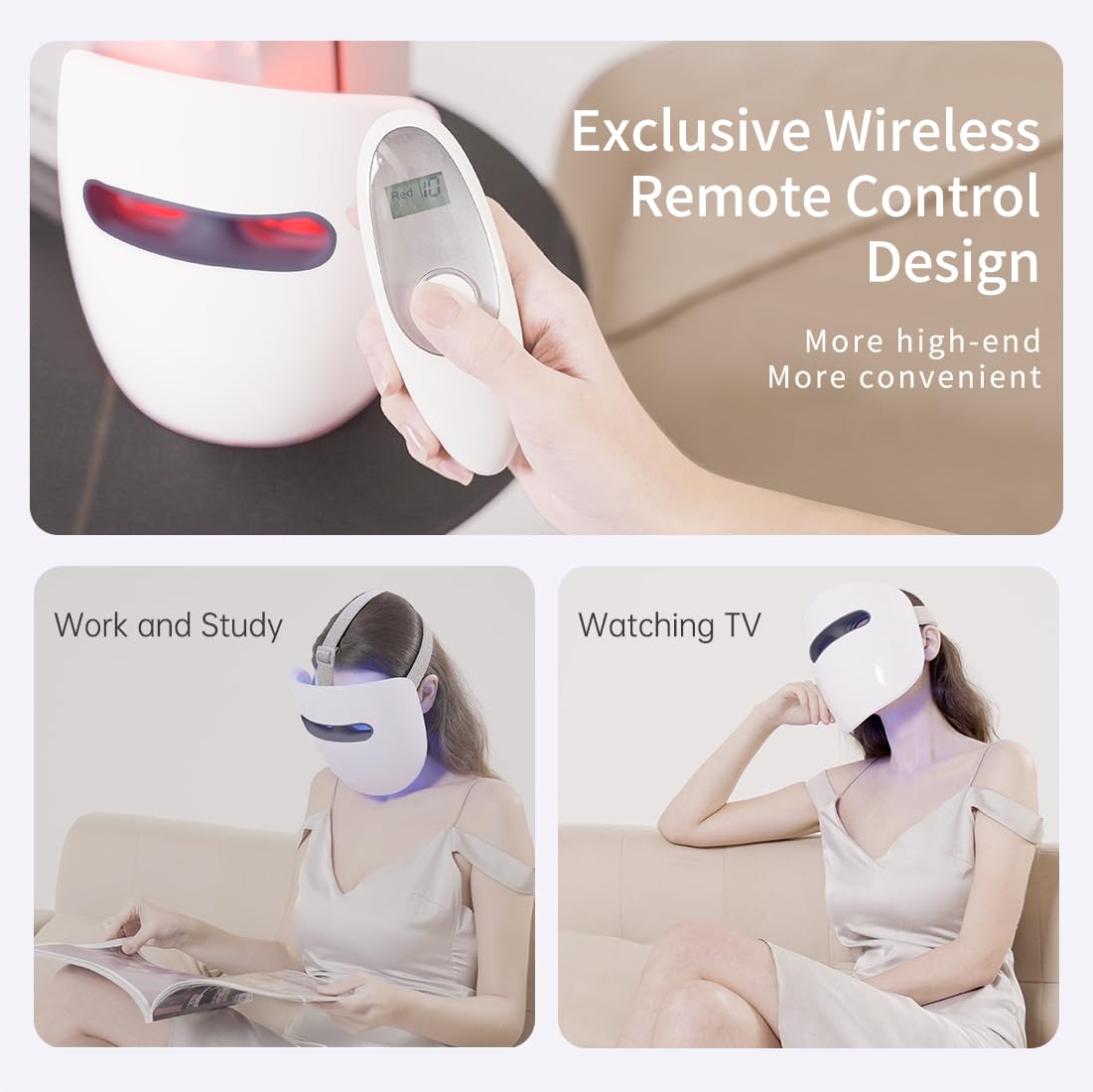HIME SAMA LED mask wireless compact design for convenient use at home.