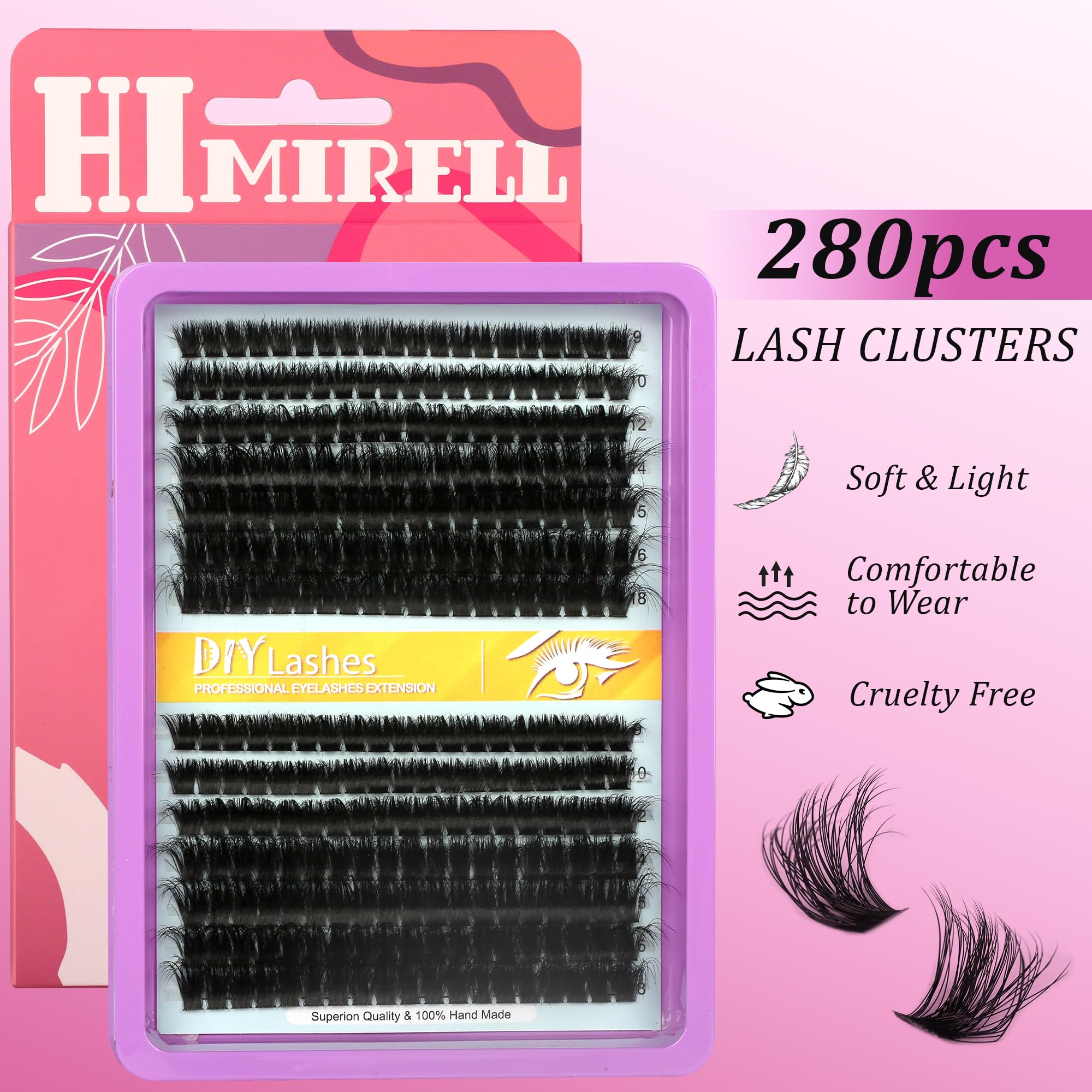 Himirell 60D+80D clusters offer thick wispy texture for fuller lashes.