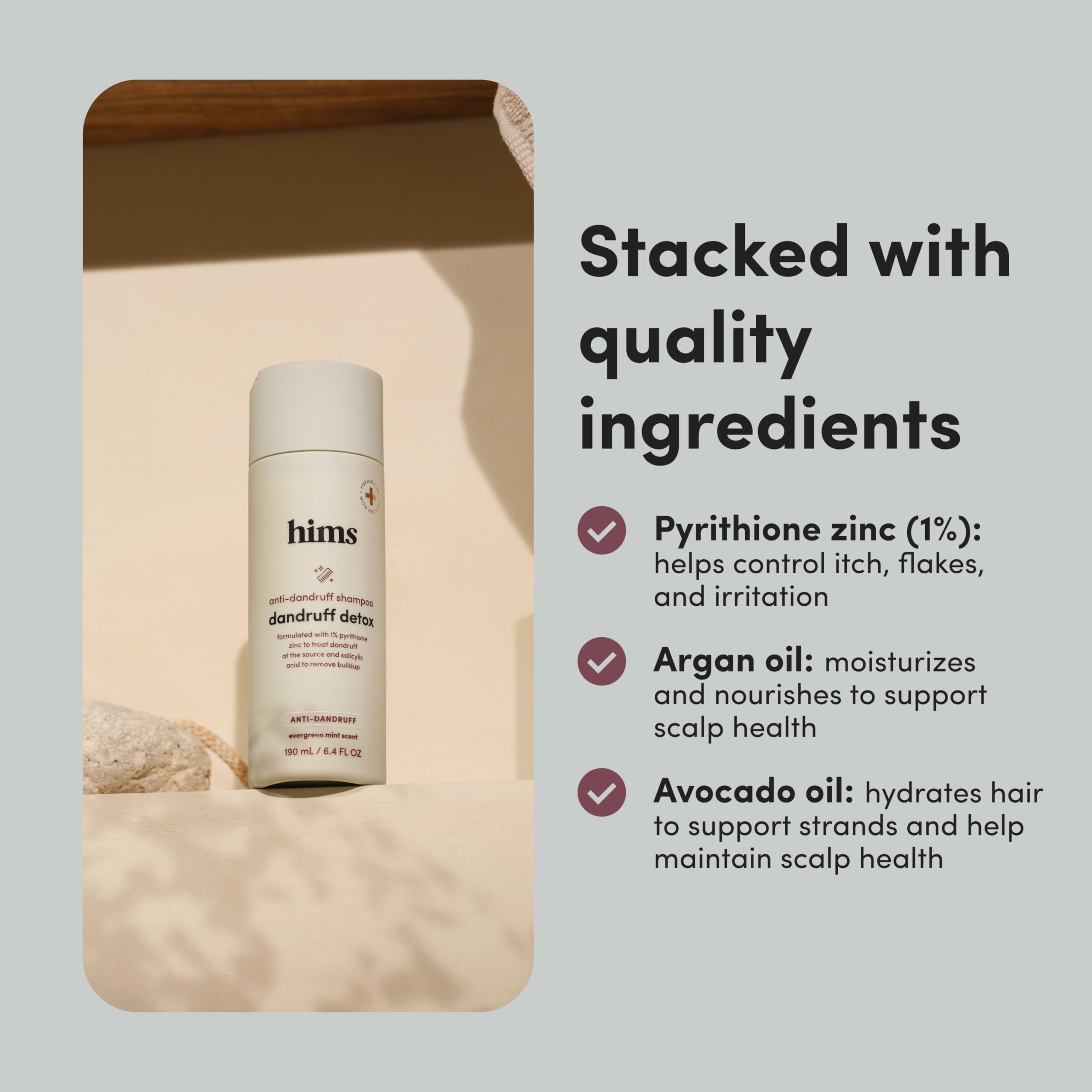 Hims Dandruff Detox avocado oil nourishes scalp and hair