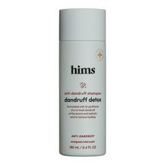 Hims Dandruff Detox evergreen mint bottle on shelf refreshing scalp care