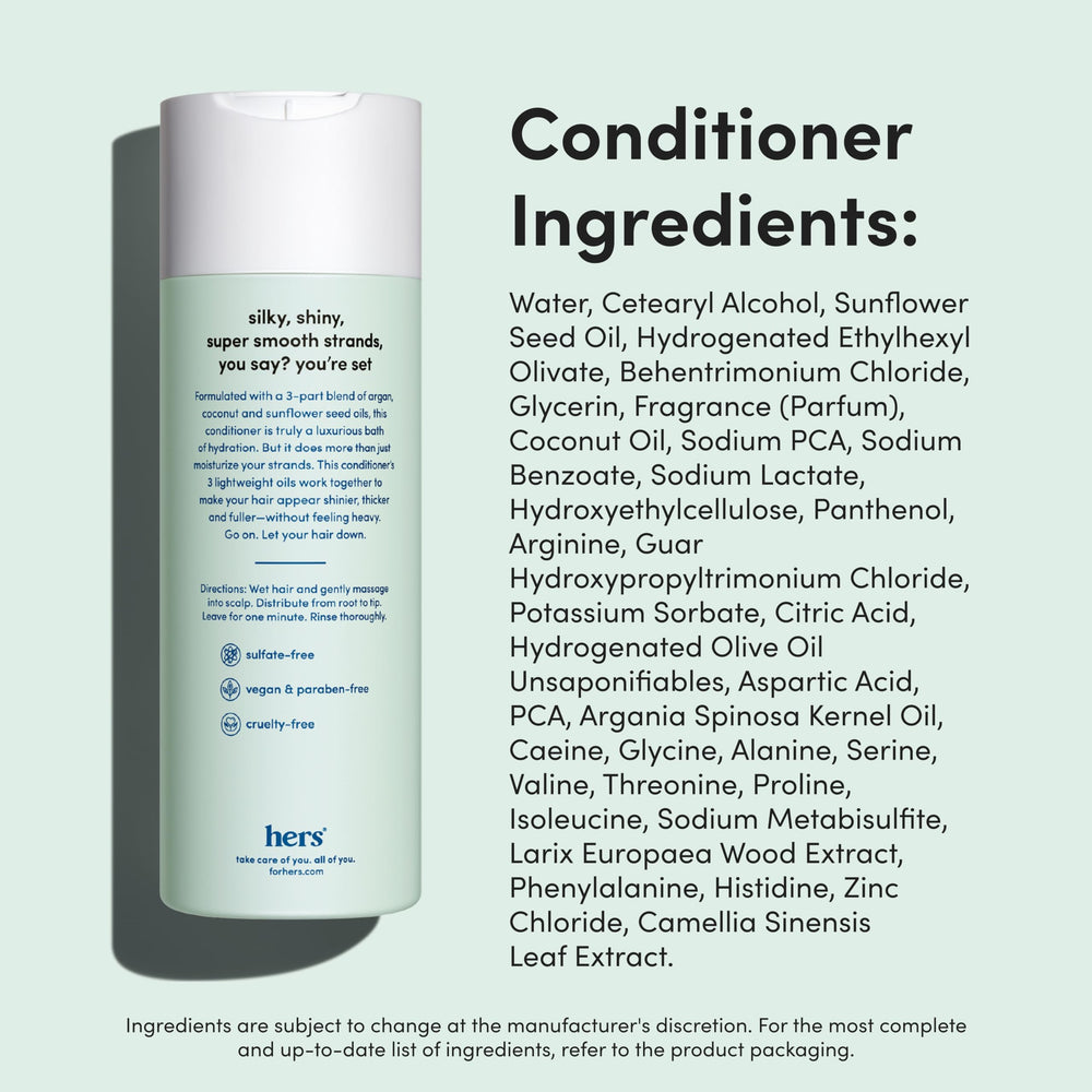 Hims & Hers amino-acid blend conditioner nourishes damaged hair.