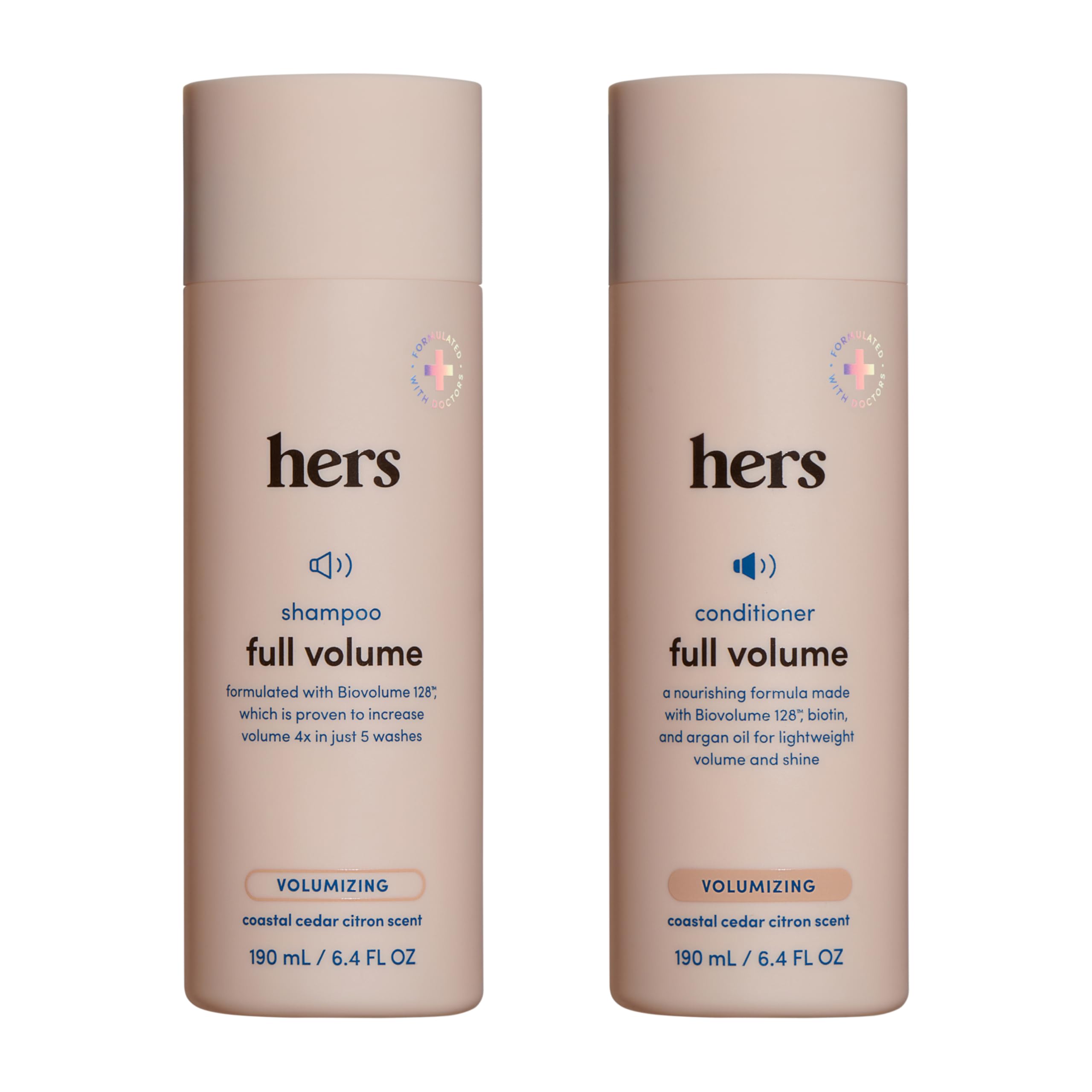 HIMS & HERS Hers Full Volume Shampoo bottle shows lightweight lift for fine hair