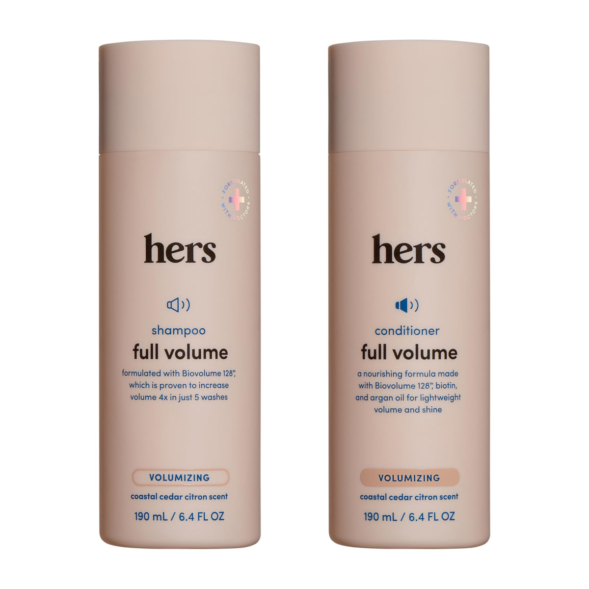 HIMS & HERS Hers Full Volume Shampoo bottle shows lightweight lift for fine hair