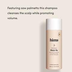 Hims & Hers Thick Fix shampoo lather close-up with refreshing eucalyptus scent