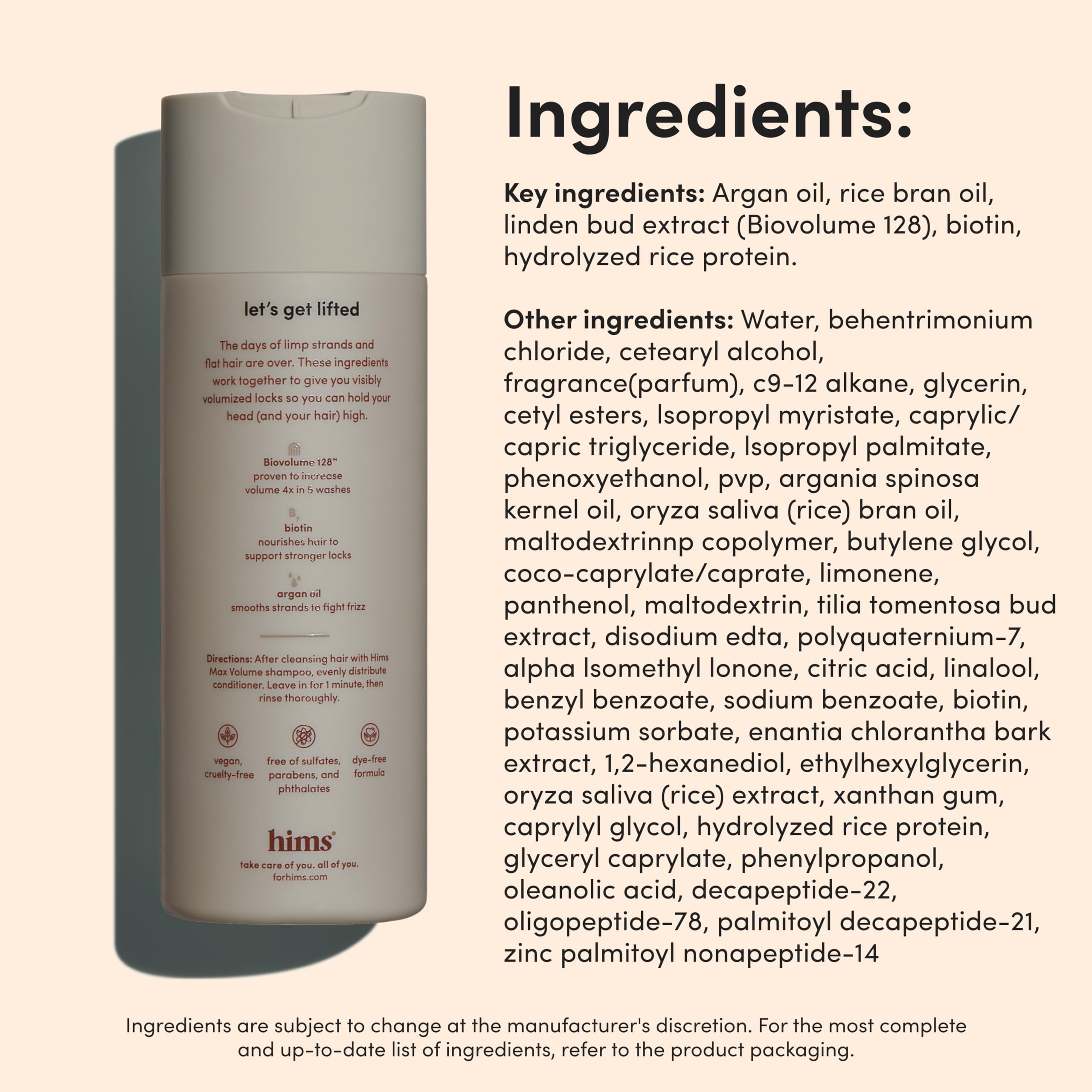 Hims Max Volume conditioner is cruelty-free and vegan-friendly.