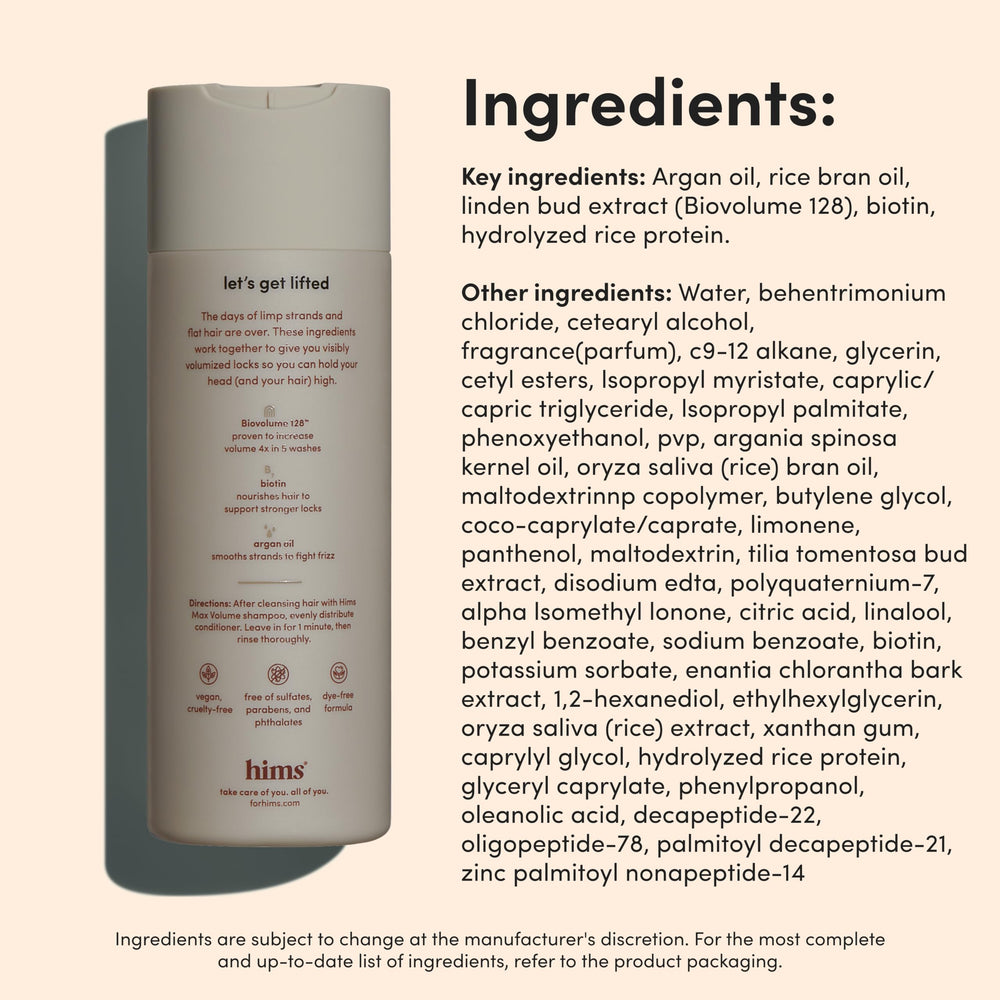 Hims Max Volume conditioner is cruelty-free and vegan-friendly.