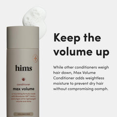 Hims Max Volume Conditioner pump-dispense highlights easy application for daily styling.
