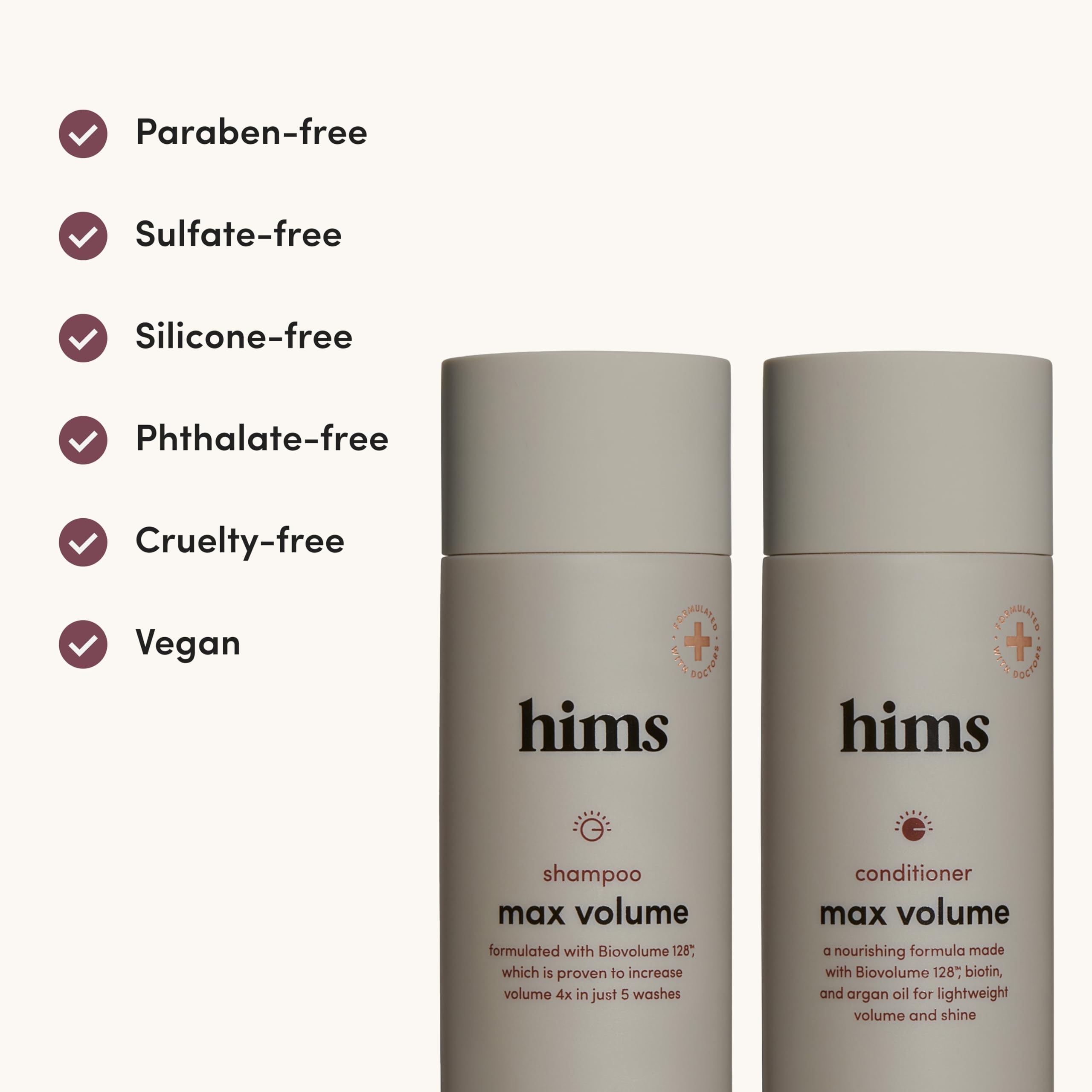 Hims Max Volume Conditioner rinse; weightless moisture for bounce