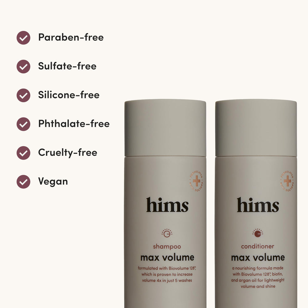 Hims Max Volume Conditioner rinse; weightless moisture for bounce