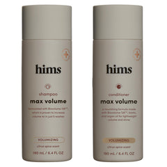 Hims Max Volume Shampoo bottle front; volumizing formula for fuller-looking hair