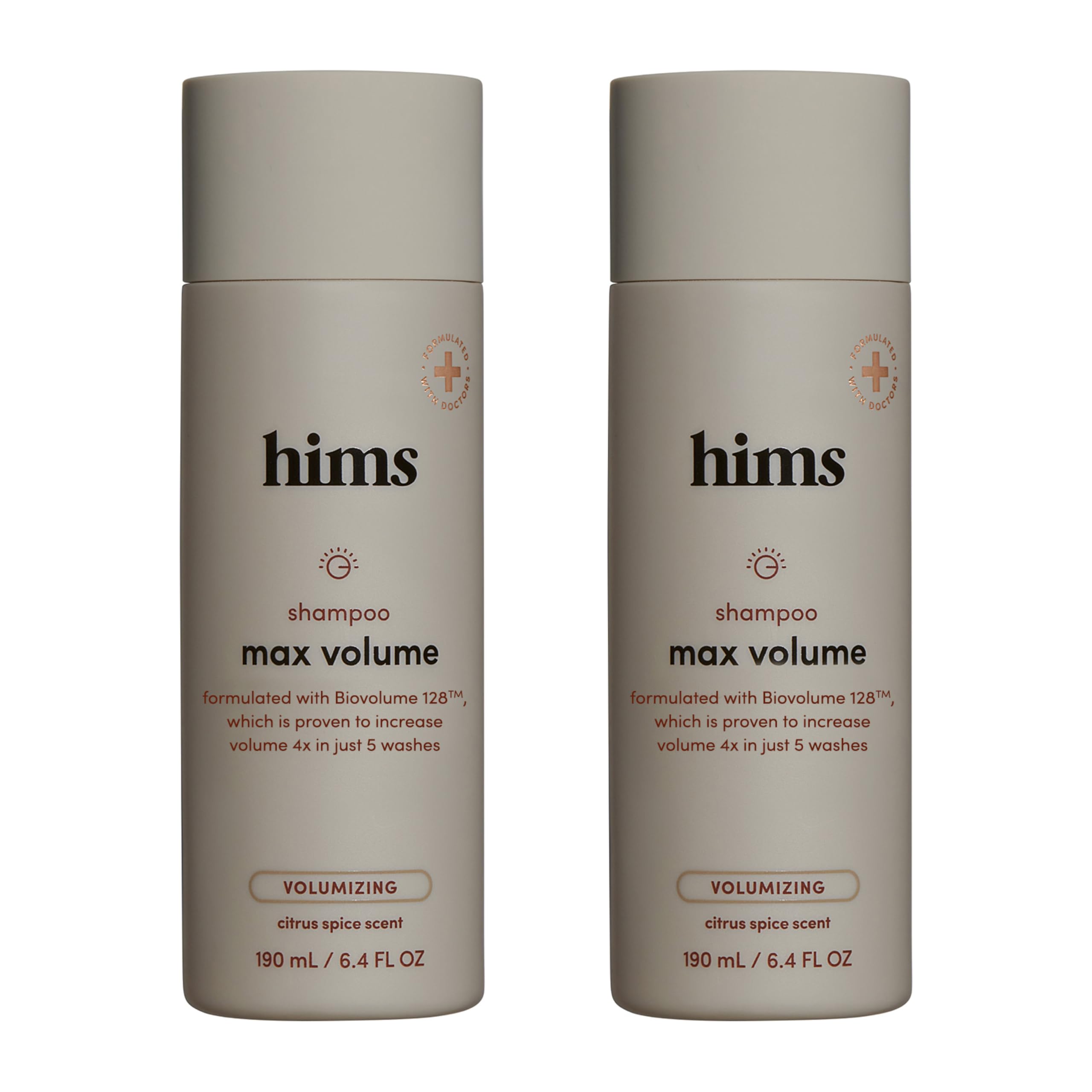 hims max volume shampoo bottle shows sleek design for easy daily use and volume