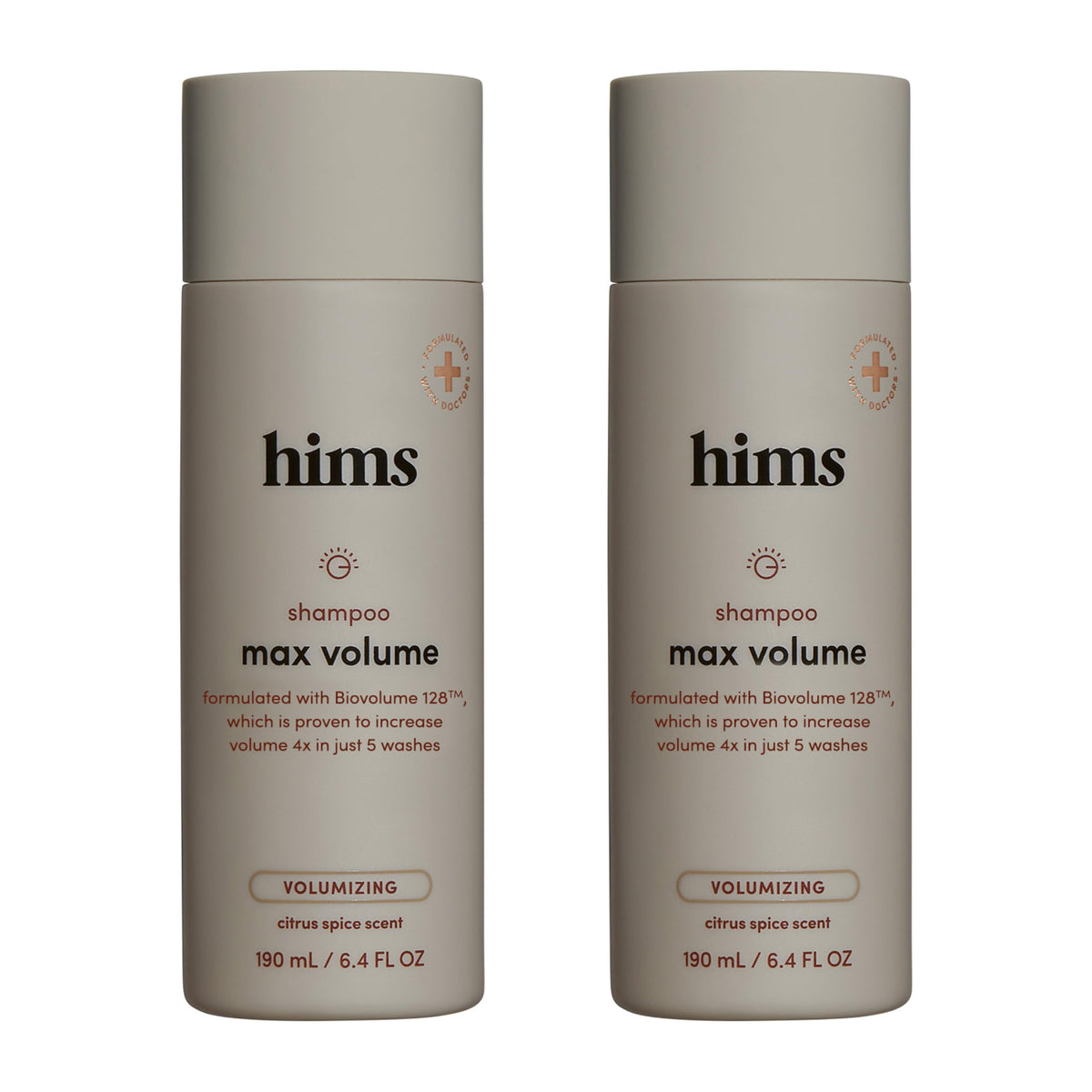 hims max volume shampoo bottle shows sleek design for easy daily use and volume