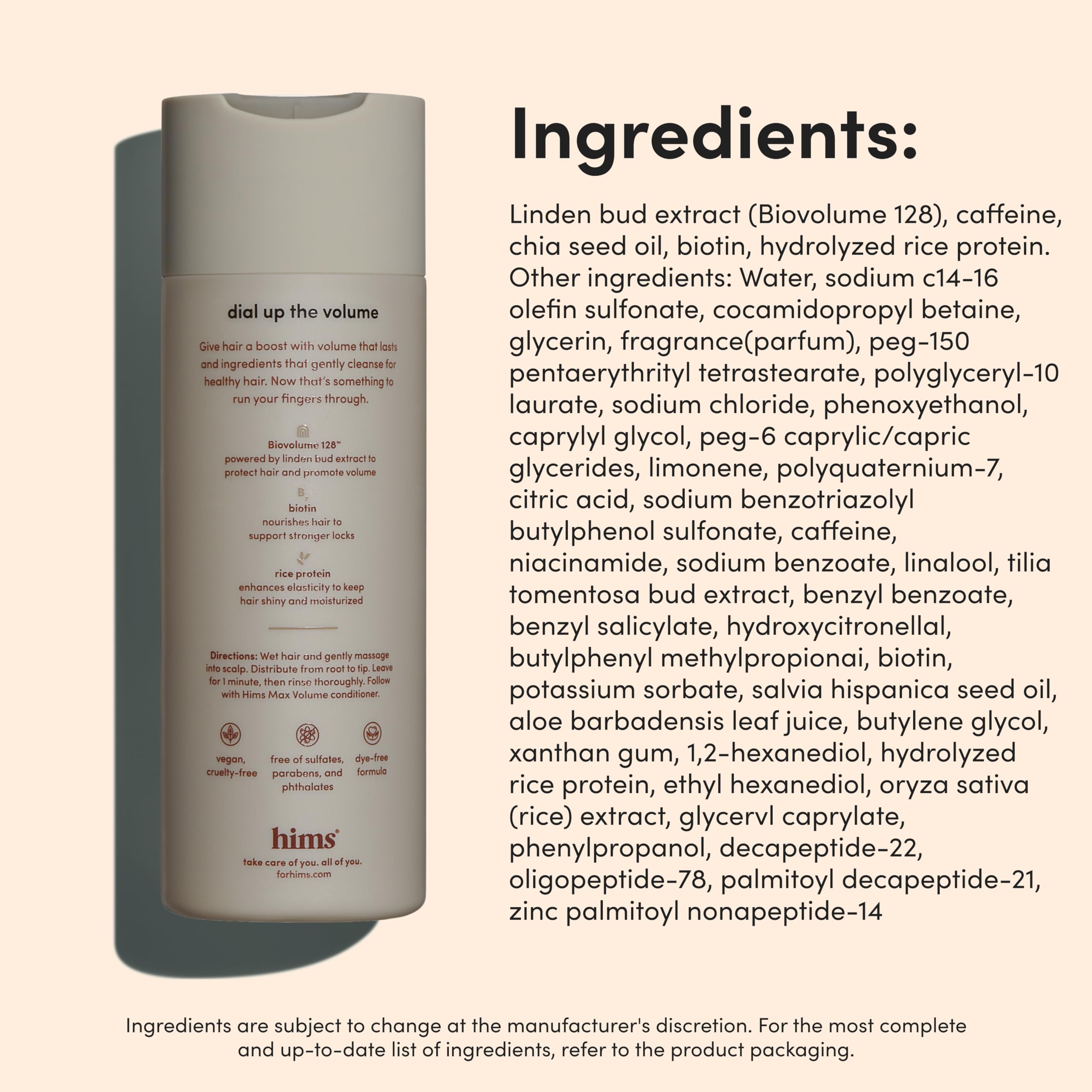 hims max volume shampoo for men in routine shot supports daily grooming