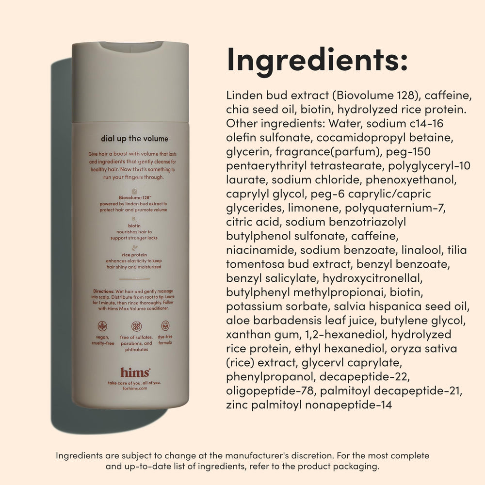 hims max volume shampoo for men in routine shot supports daily grooming