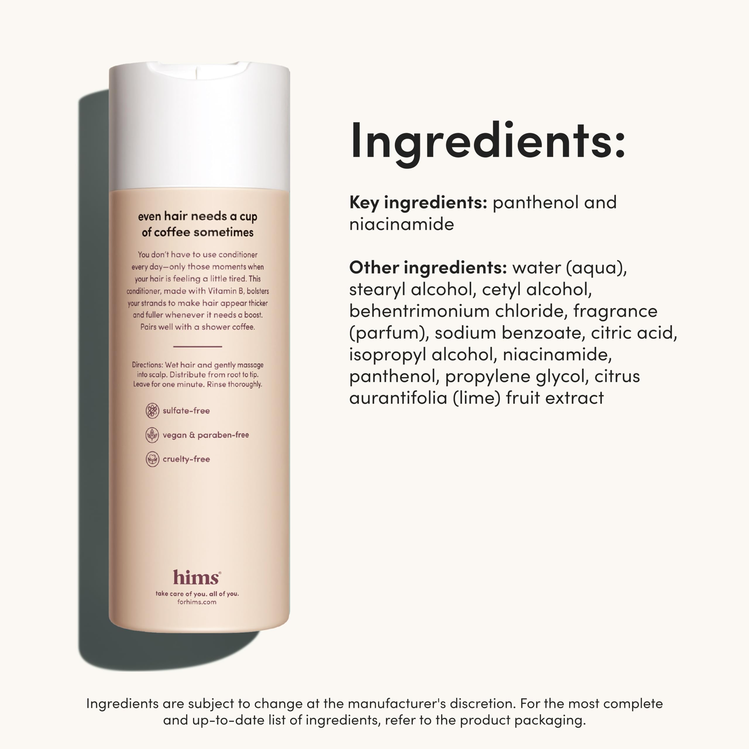 HIMS Thick Fix conditioner near natural ingredients and vegan label