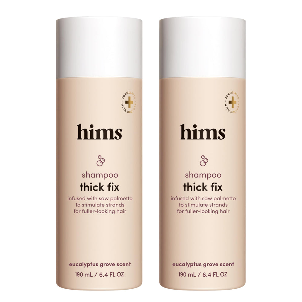 hims Thick Fix Shampoo bottle for daily cleansing and potential fuller-looking hair