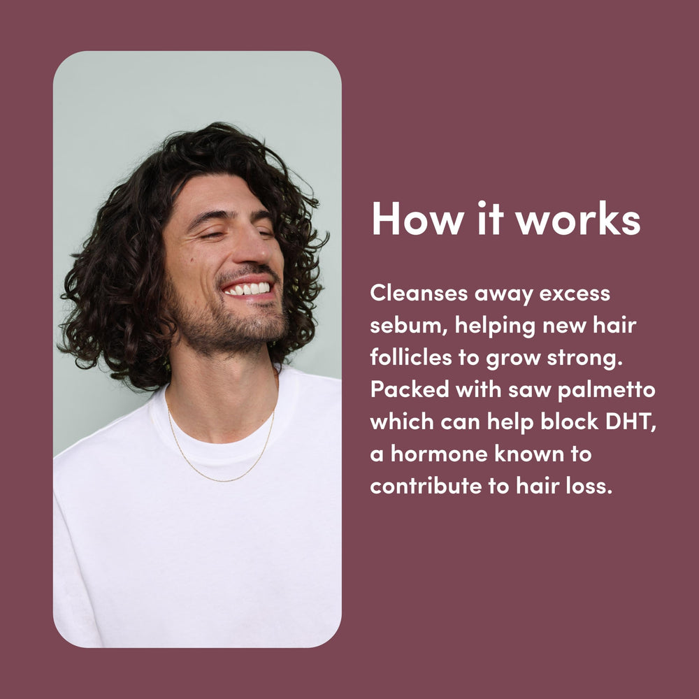 hims Thick Fix Shampoo rich lather spreading through hair