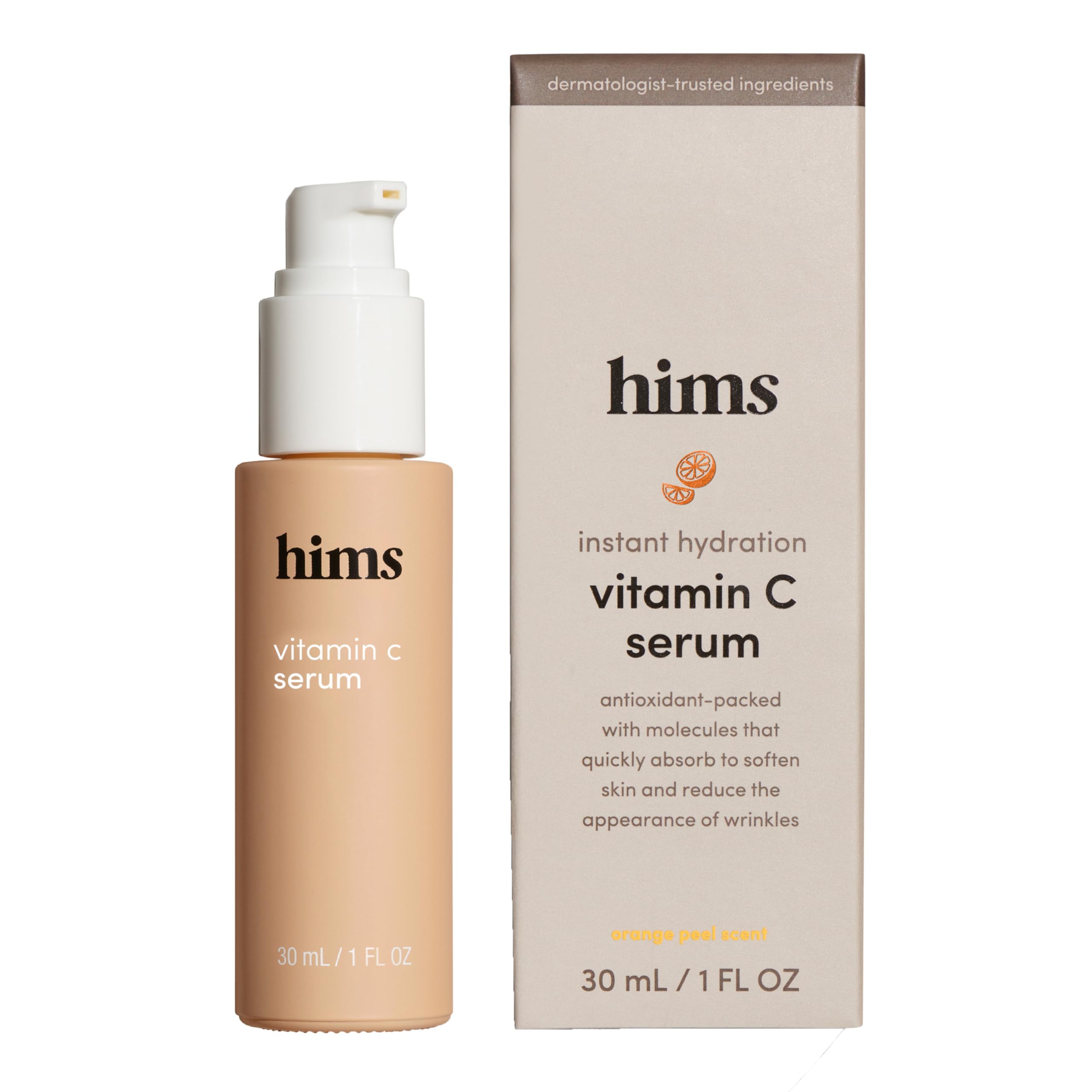 Hims Vitamin C Serum bottle front supports a brighter complexion with daily use.