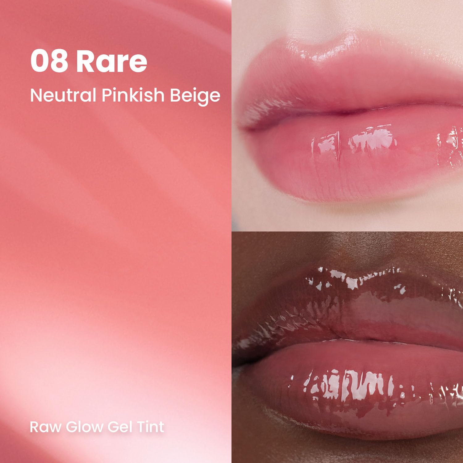 HINCE Raw Glow Lip Tint applicator swirl shows buildable color for day-to-night looks.