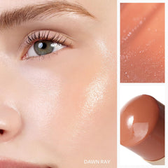 HINCE balm application swipe showing precise placement for cheek glow