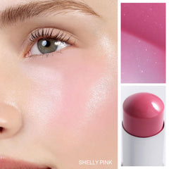 HINCE True Dimension Radiance Balm Shelly Pink swatch shows translucent glow.