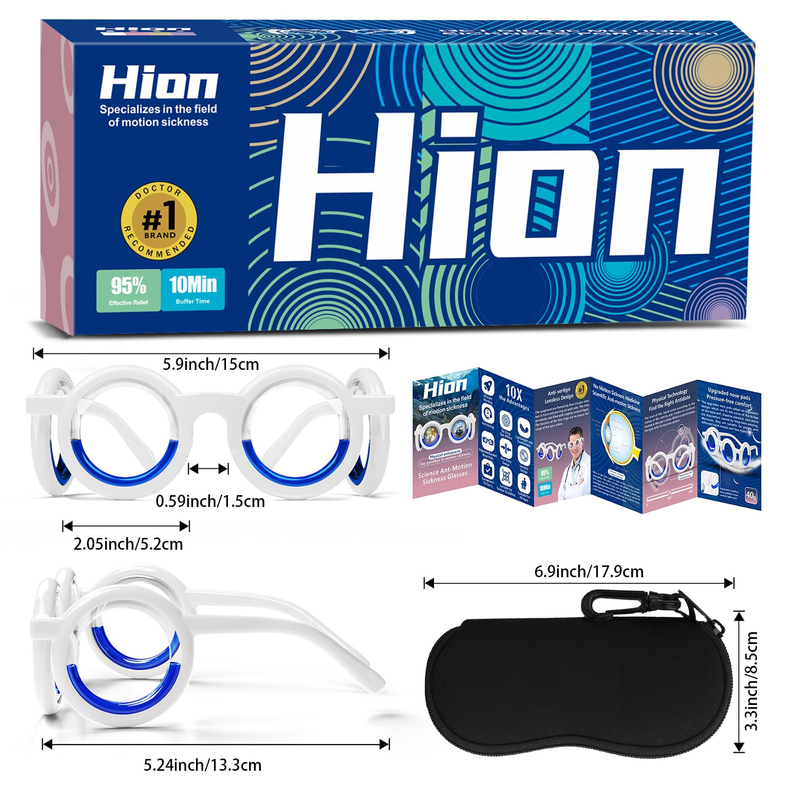 Hion Motion Sickness Glasses suit adults and kids for travel.