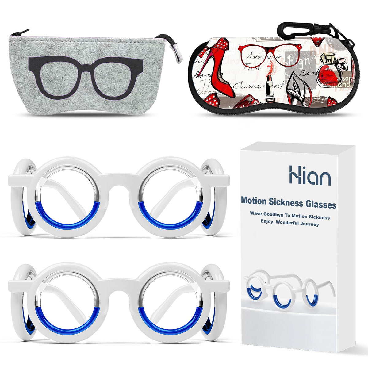 Hion motion sickness glasses foldable compact design for travel and storage