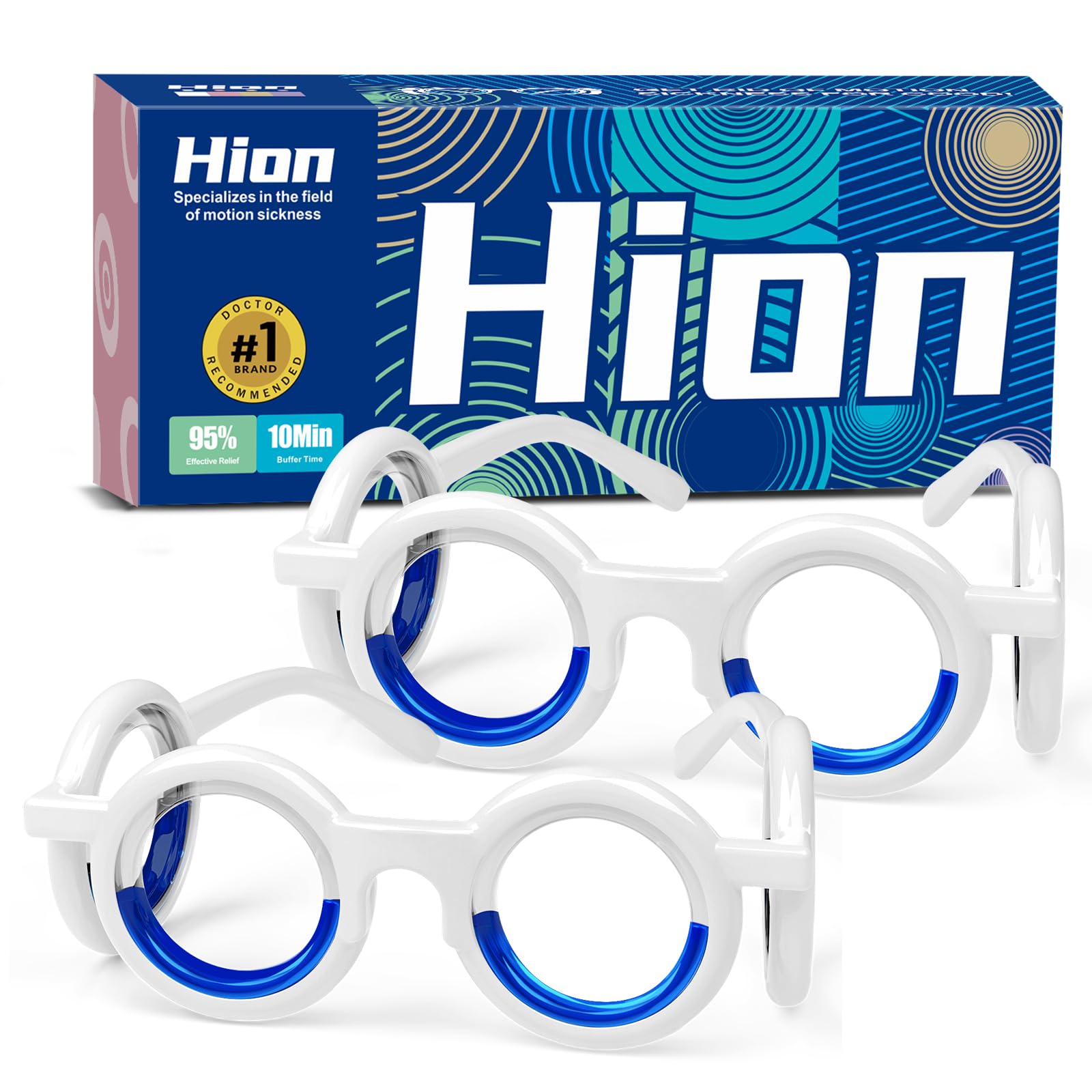 Hion Motion Sickness Glasses folded-compact are ultra-light and travel-ready for on-the-go relief.