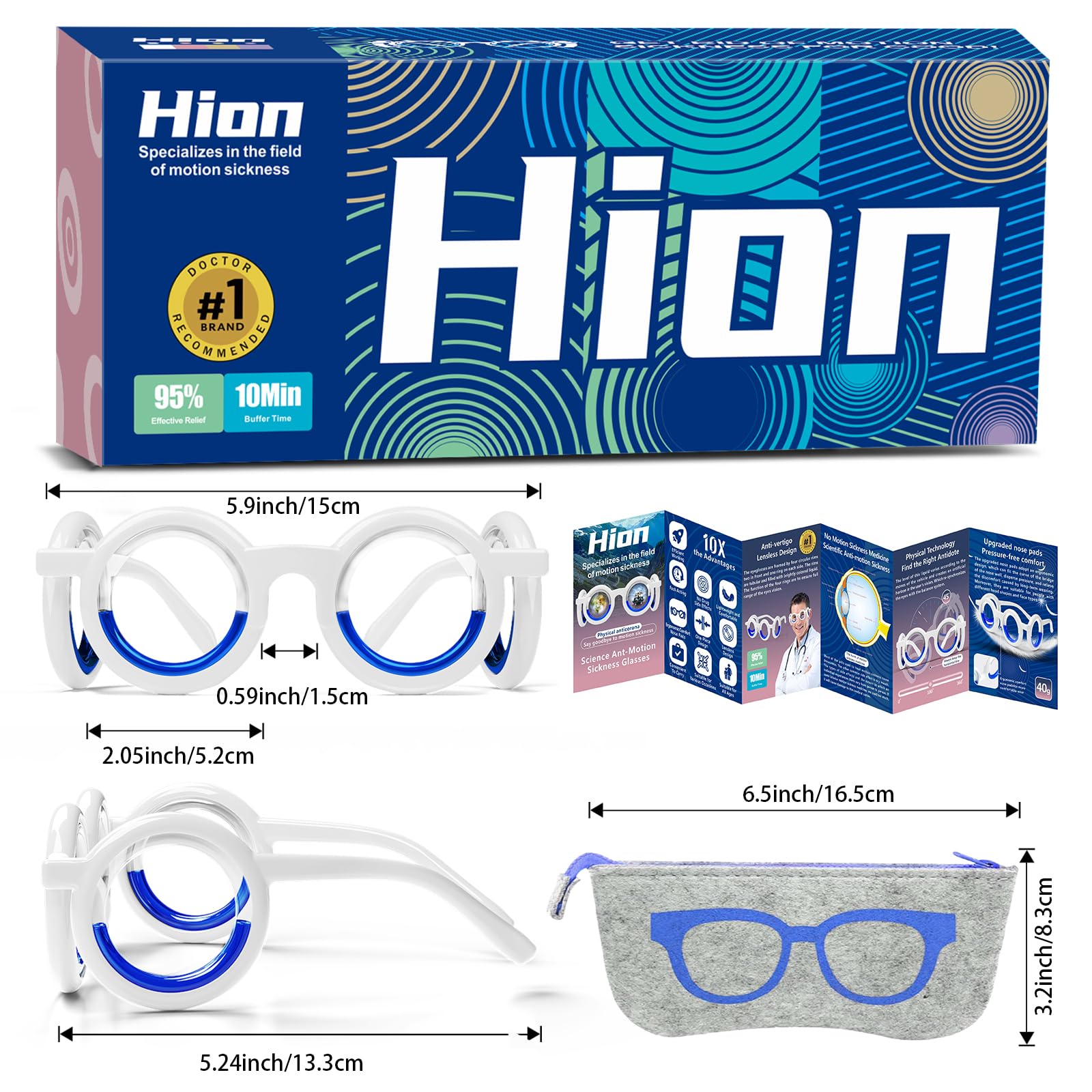 Hion Motion Sickness Glasses suit kids and adults for travel comfort.