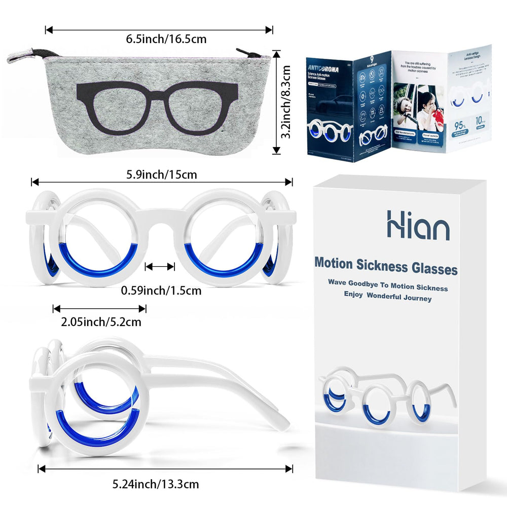 Hion motion sickness glasses two-pack with case for easy sharing and travel