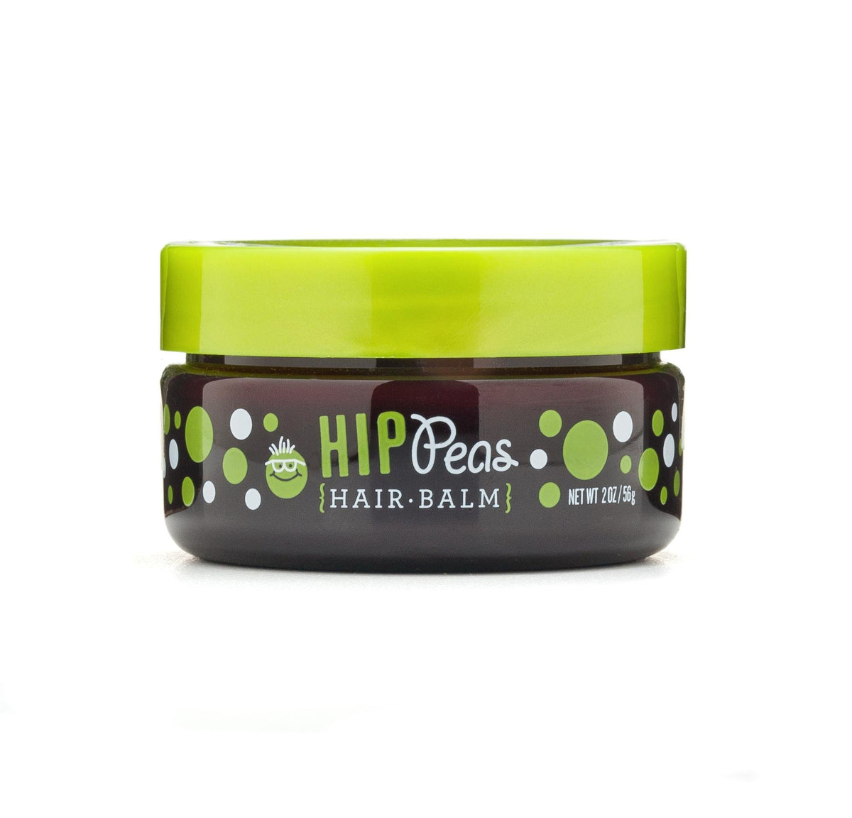 Hip Peas hair balm jar closeup shows safe, gentle styling option for all ages.