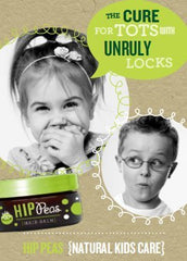 Hip Peas hair balm jar side view demonstrates easy, quick day-styling.