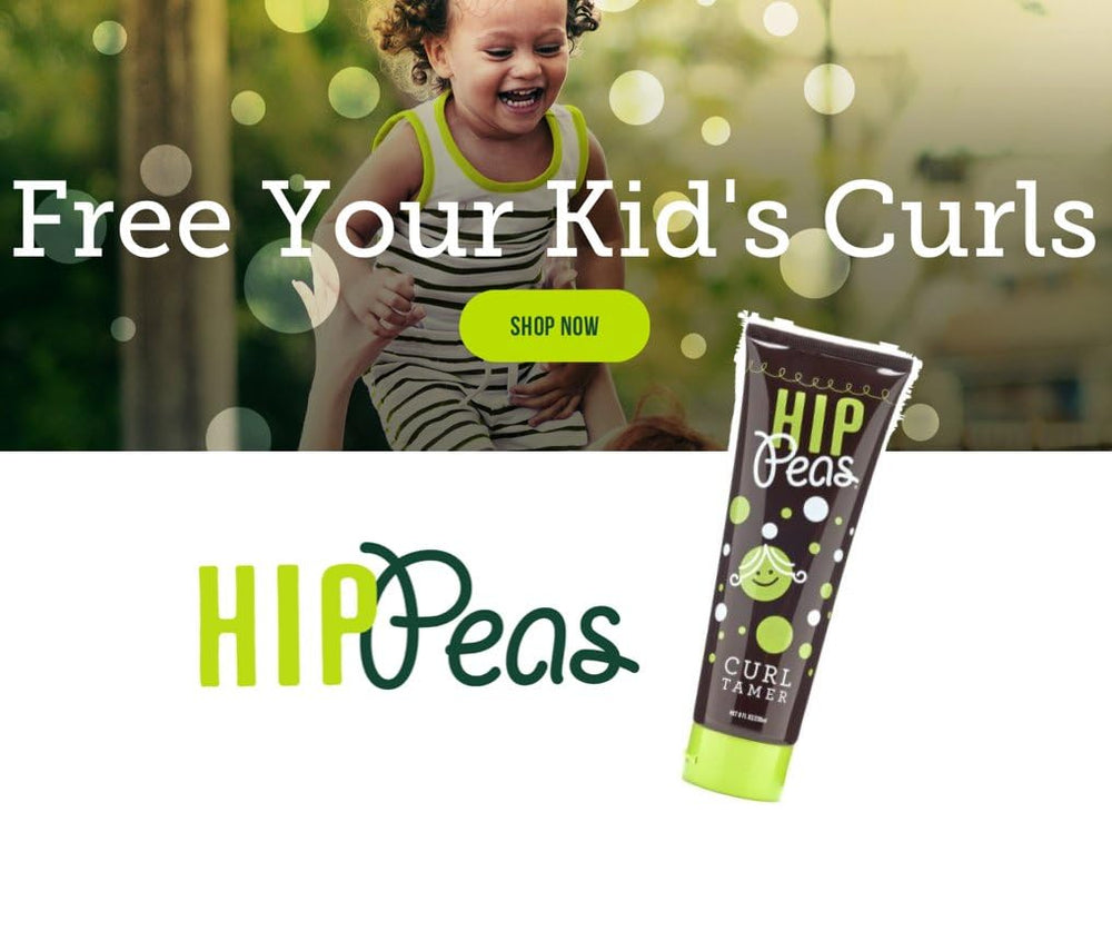 Hip Peas Natural Curl Tamer packaging highlighting toxin-free formula and scent