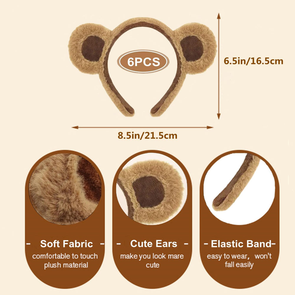 HIPIHOM bear ears headband closeup plush shows soft texture for comfortable wear.