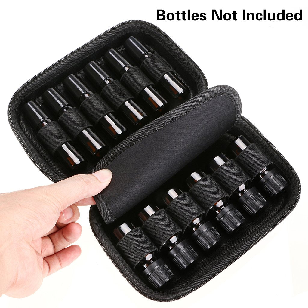 Hipiwe essential oil case bottle-fit test shows 5ml and 10ml bottles