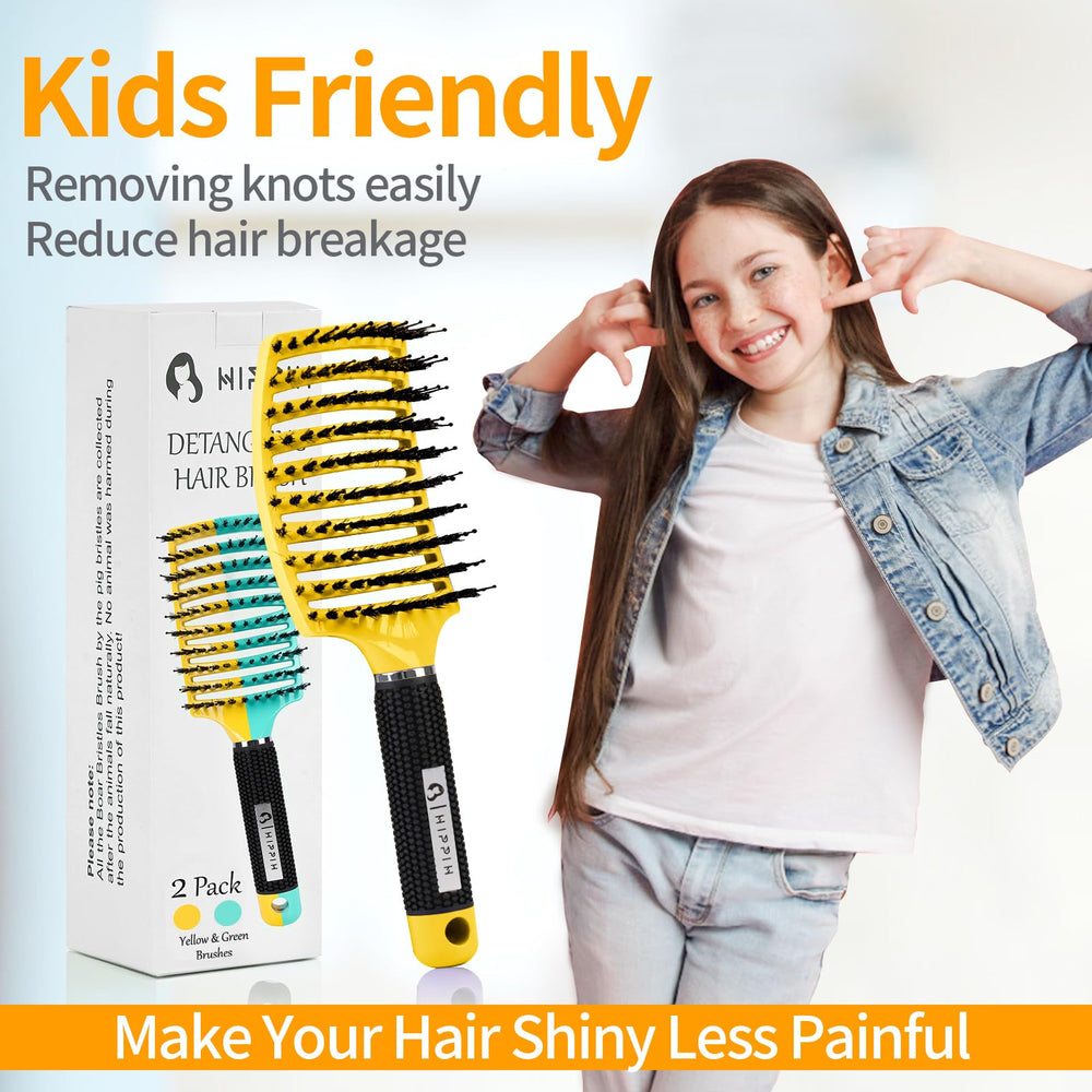 HIPPIH detangling brush scalp massage action promotes comfortable routine.