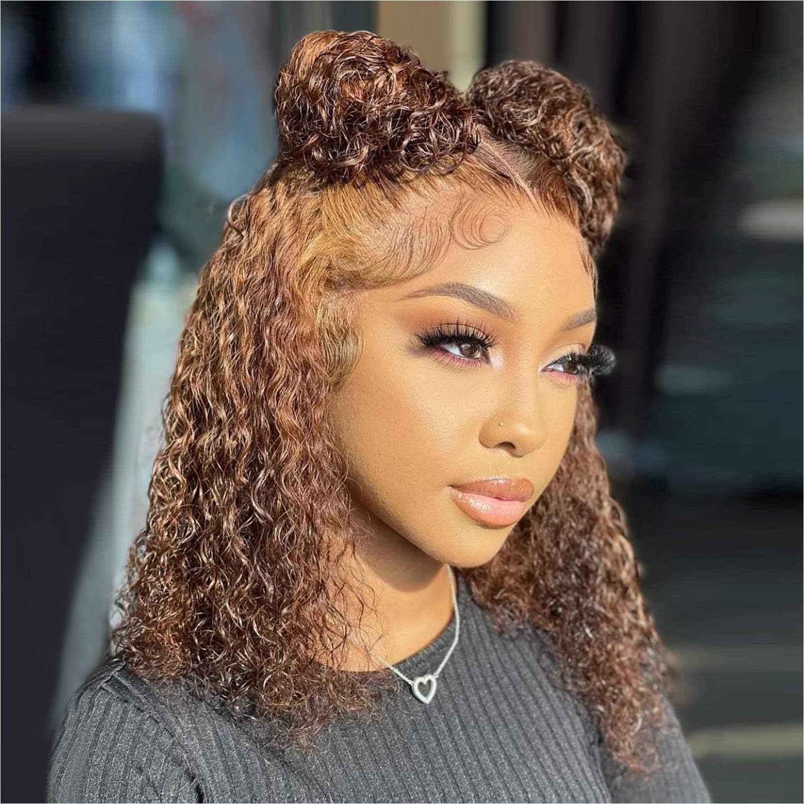 HIRIREMY Curly Bob Wig Deep Wave 14in for natural daily styling
