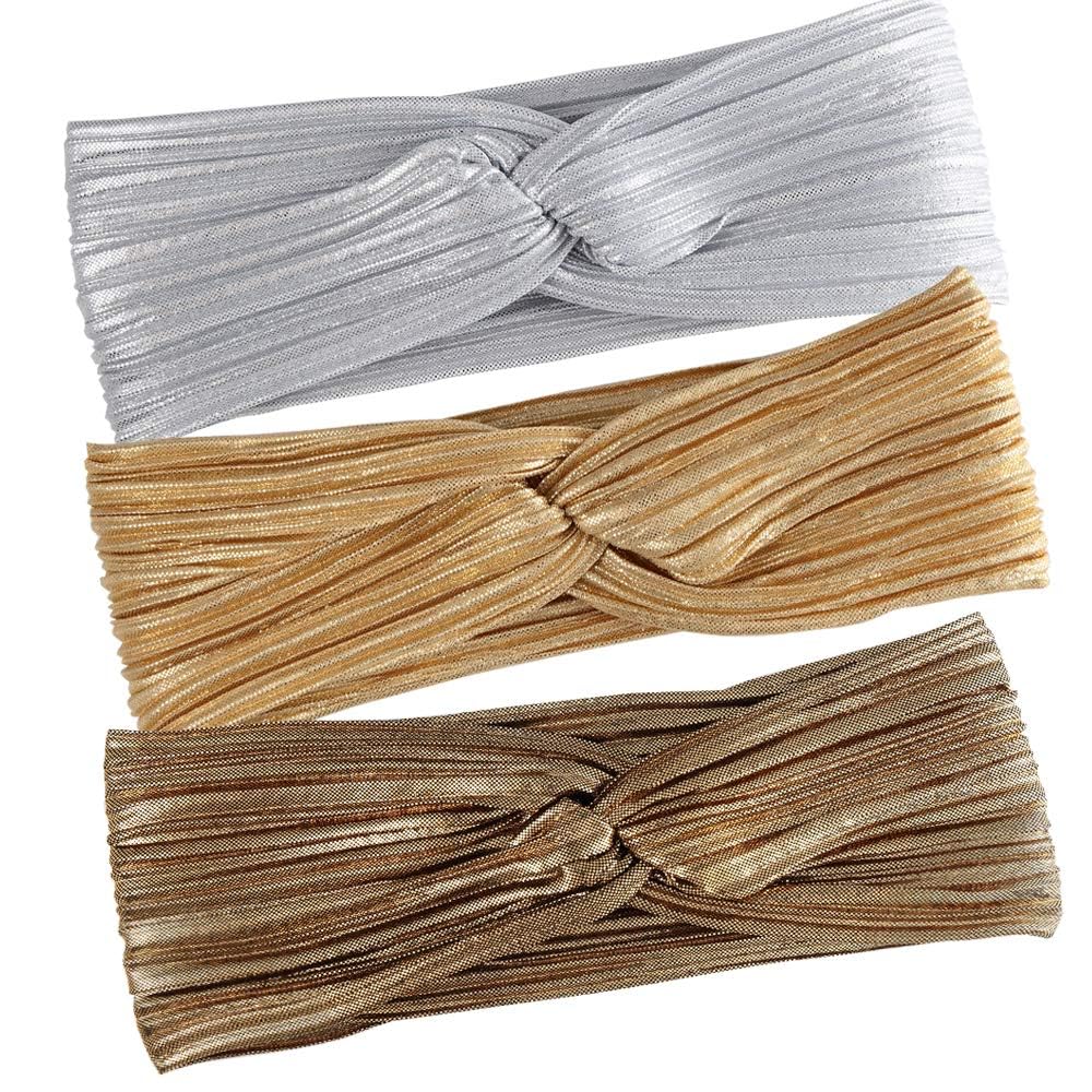 Hisight big bowknot headband in gold adds glam for parties and photos.