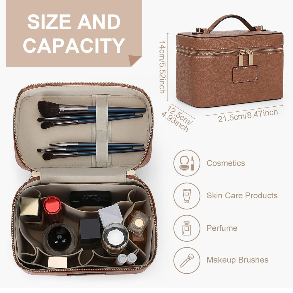 HiTotes makeup bag compact size fits travel-size toiletries without bulk.