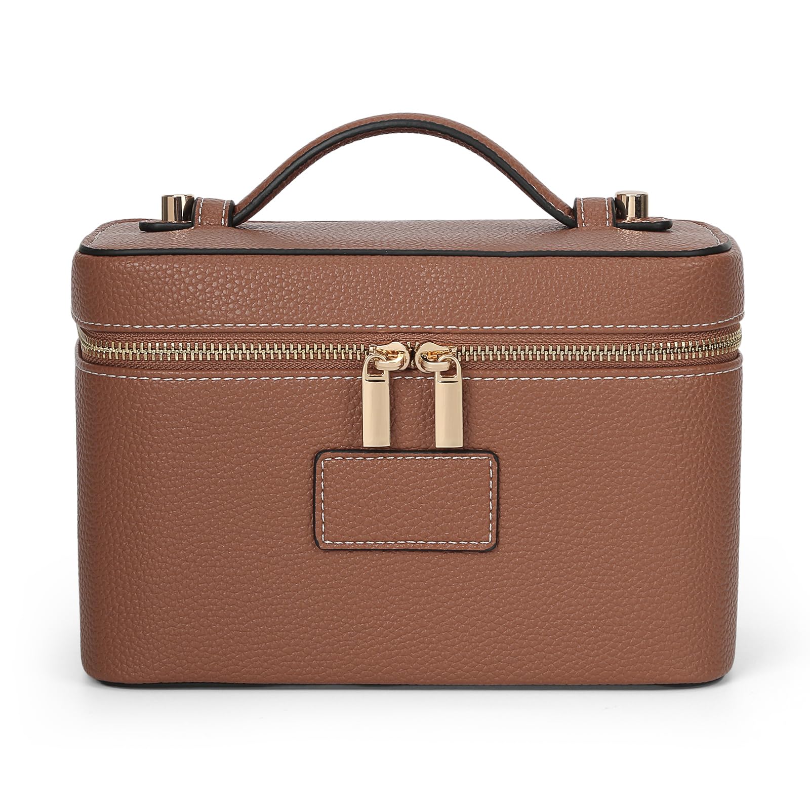 HiTotes makeup bag waterproof leather surface keeps contents protected while traveling.